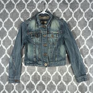 Basic House Denim Jacket Women Small Distressed Trucker 90s Japanese Brand